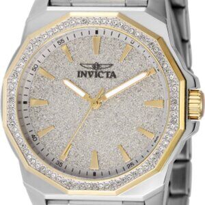 NEW Invicta Men's 42mm Speedway Glitter Brass Dial Two Tone Bracelet SS Watch